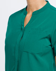 Full Button Scrub Top - Evergreen