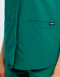 Full Button Scrub Top - Evergreen