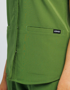 Full Button Scrub Top - Fern Green