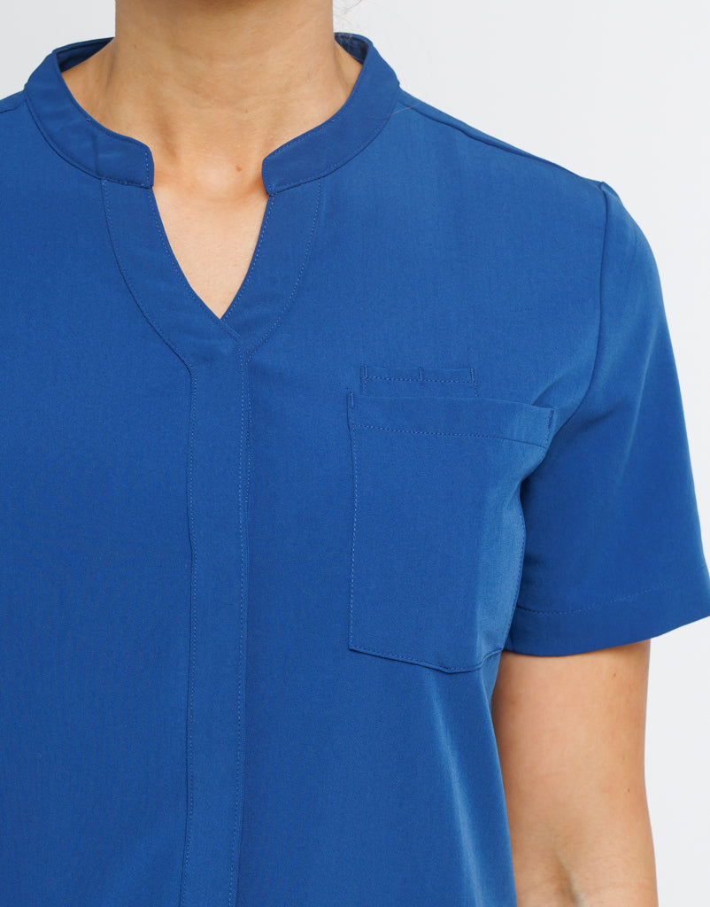 Full Button Scrub Top - Royal Blue