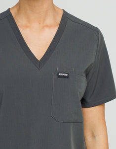 Essential One Pocket V Neck Scrub Top - Asphalt