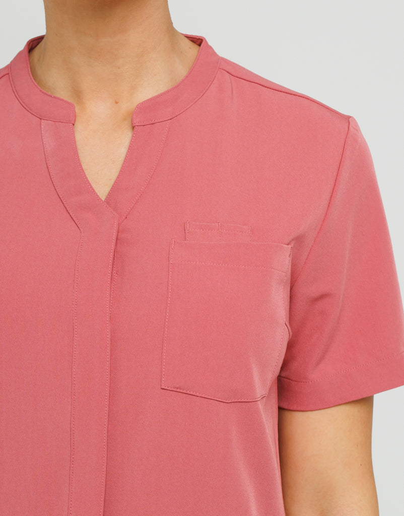 Full Button Scrub Top - Mauvewood