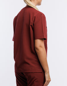 Essential Crewneck Scrub Top - Bordeaux Red