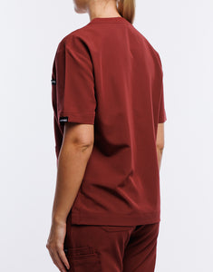 Essential Crewneck Scrub Top - Bordeaux Red