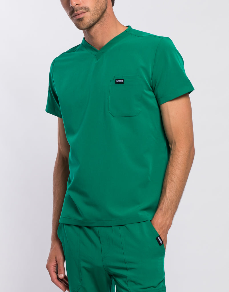 Essential V Neck Scrub Top - Ultramarine Green