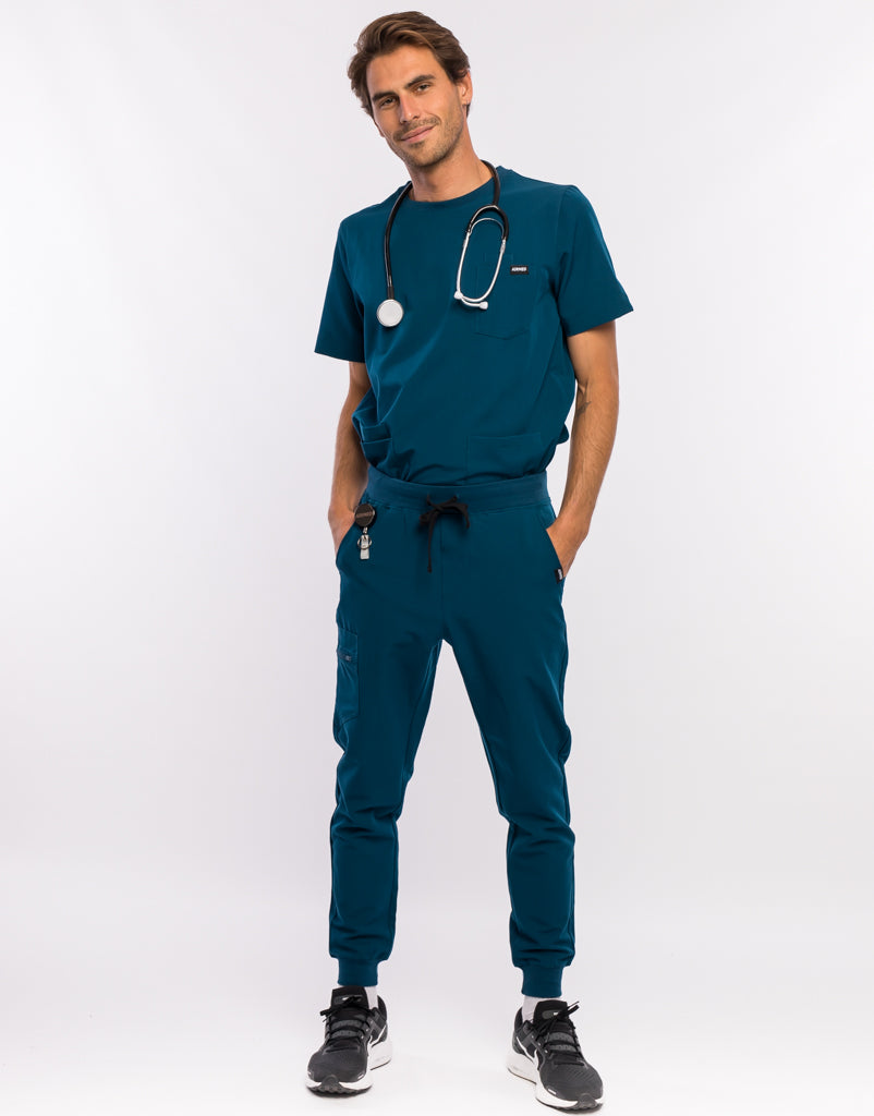 Essential Crewneck Scrub Top - Gibraltar Blue