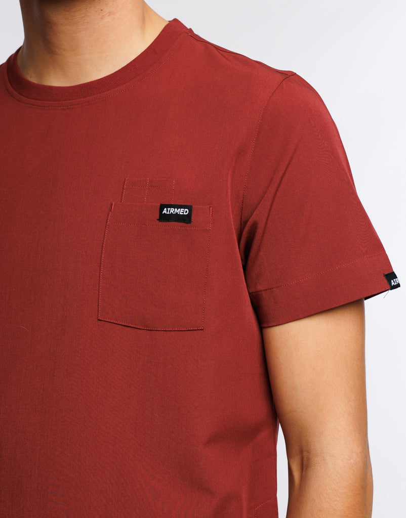 Essential Crewneck Scrub Top - Bordeaux Red