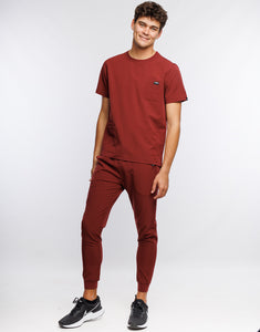 Essential Crewneck Scrub Top - Bordeaux Red