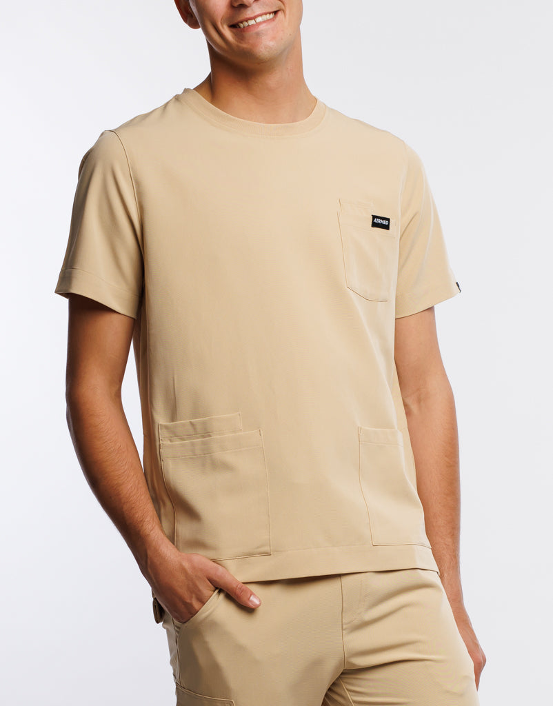 Essential Crewneck Scrub Top - Warm Sand