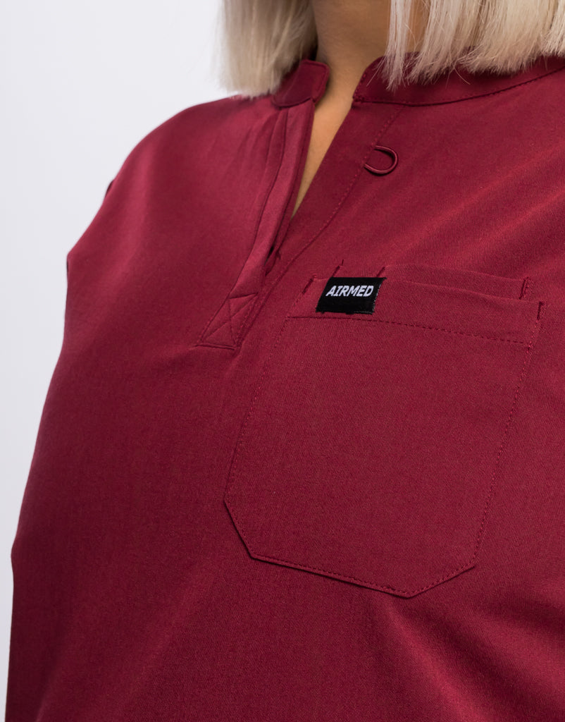 Essential Maternity Scrub Top - Cordorvan Red