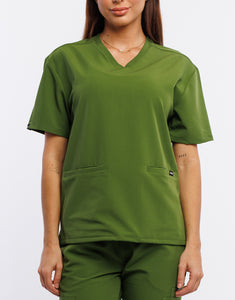 Essential V Neck Scrub Top - Fern Green