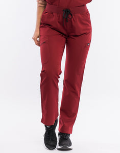 Essential Multi-Pocket Scrub Pants - Syrah Red