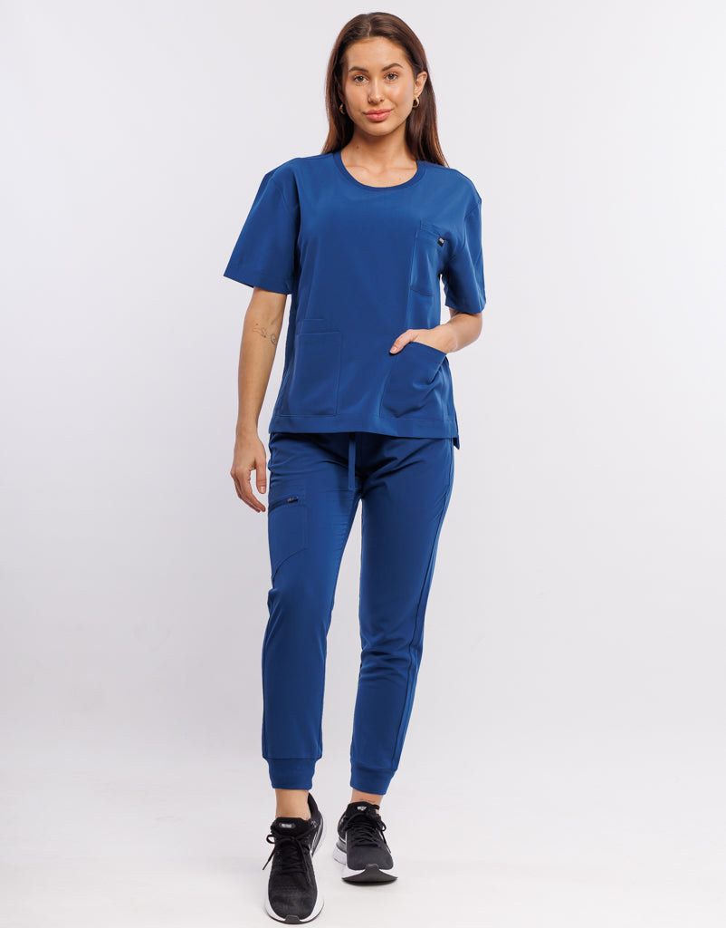 Essential Crewneck Scrub Top - Royal Blue