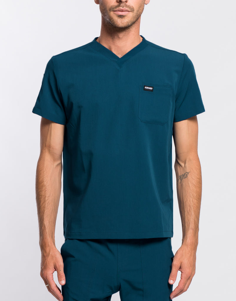 Essential V Neck Scrub Top - Gibraltar Blue