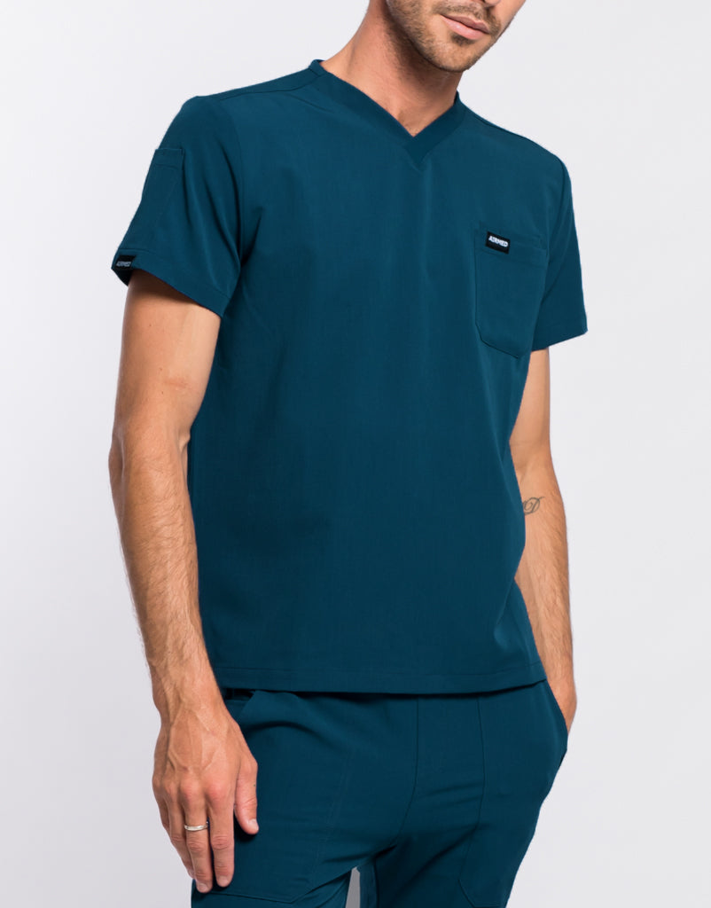 Essential V Neck Scrub Top - Gibraltar Blue