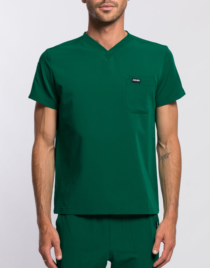 Essential V Neck Scrub Top - Evergreen